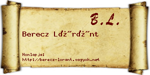 Berecz Lóránt névjegykártya